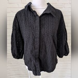 Evereve Black Eyelet Blouse
